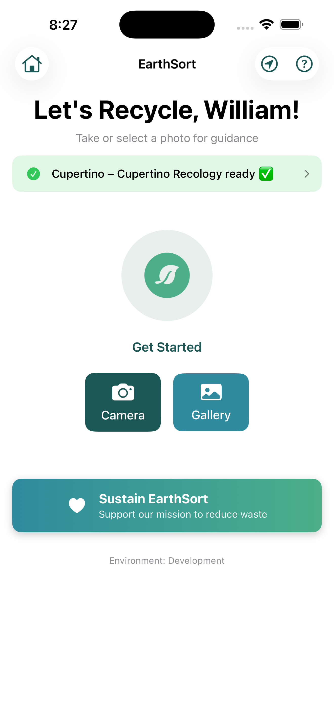 EarthSort app home screen